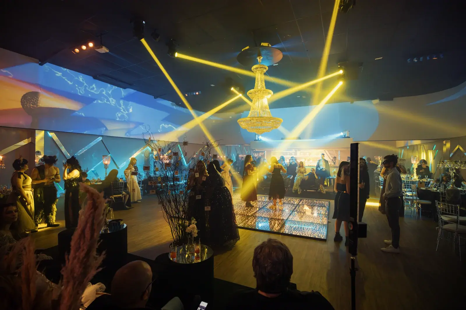 A lit dancefloor at a smart evening corporate event